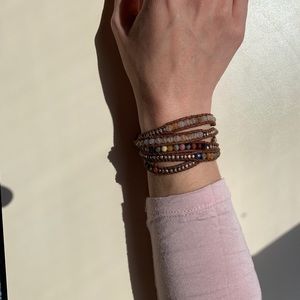 5 strand bracelet with beads and silver nuggets